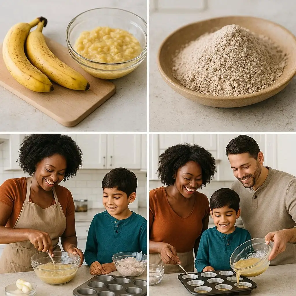 全麥香蕉松餅制作過程